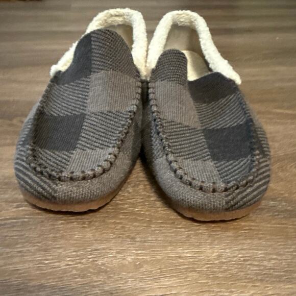 Rothy’s Brown Buffalo Check Merino Wool Mens Slipper Shoe 9 Sherpa Comfort Soft - Picture 2 of 11